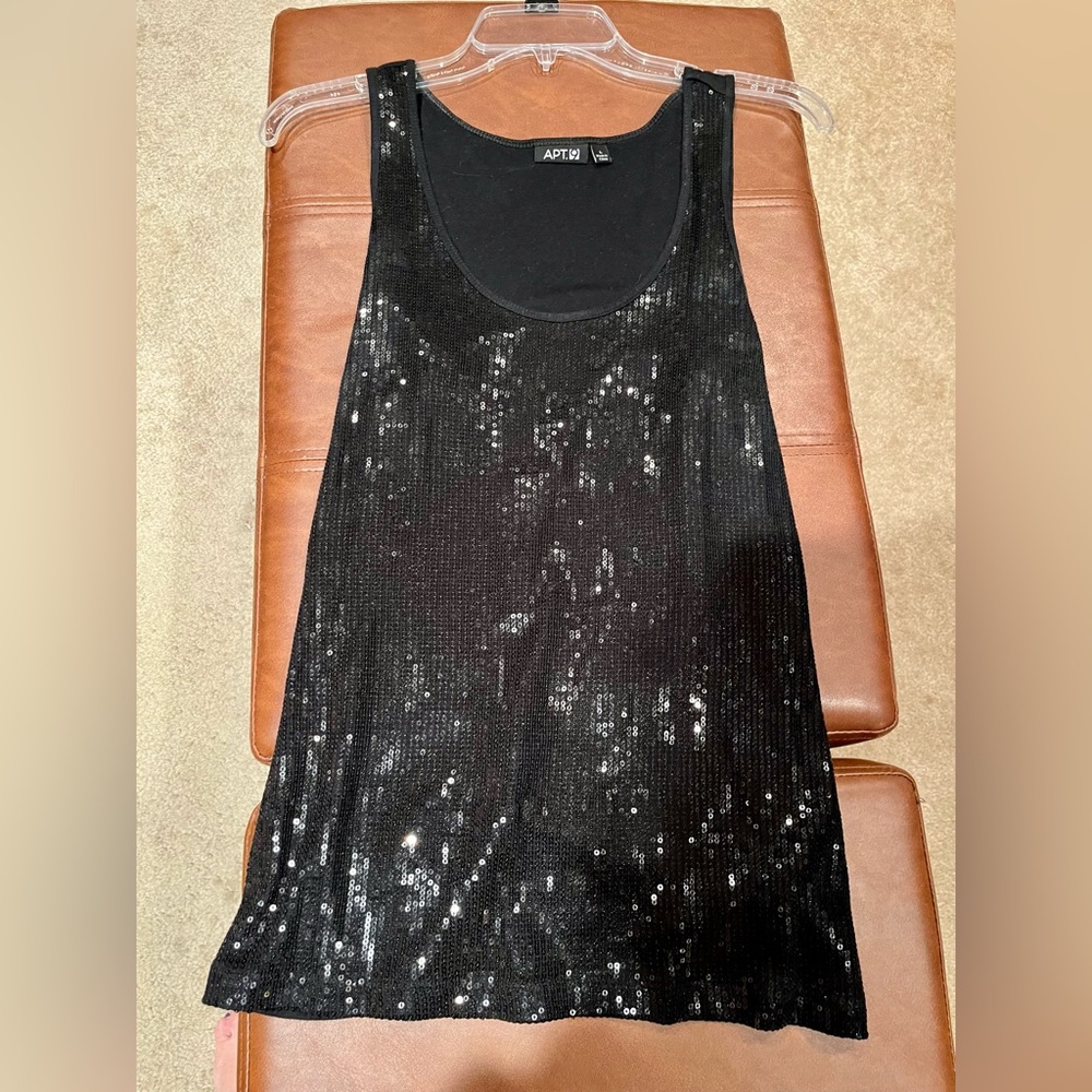 Apt. 9 - Black Tank Top with Black Sequins